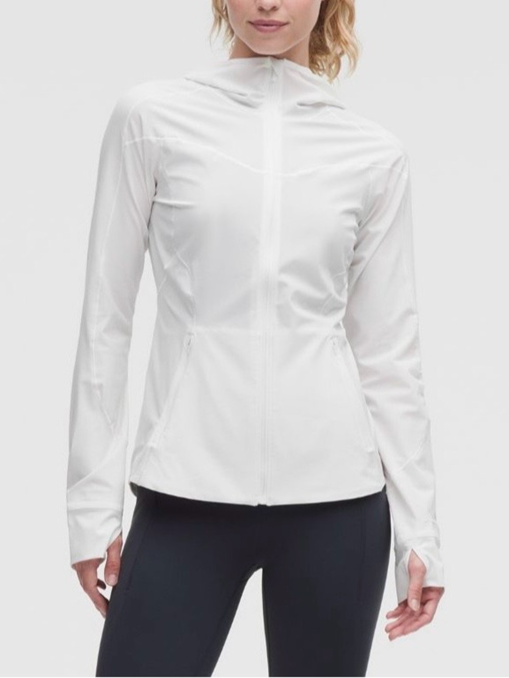 Lululemon Size 8 Mist Over Windbreaker Hooded Jacket White Cream Off White Run